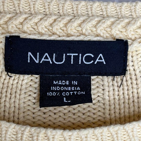 Nautica Men's Vintage Cotton Sweater Cable Knit Pullover Large - Picture 4 of 6